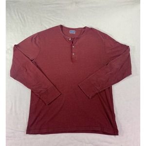 J CREW Maroon Pullover Henley Long Sleeve Shirt Cotton Blend Mens Large